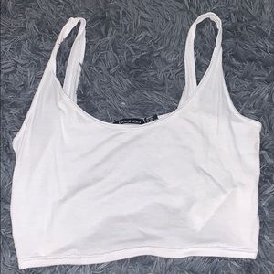 White Scoop Neck Crop Tank Top